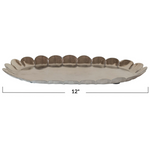 Decorative Metal Scalloped Tray, Silver Finish, measurements 