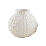 white woven ceramic round vase