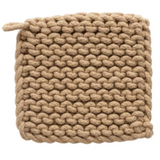 8" Square Cotton Crocheted Pot Holder, Sand