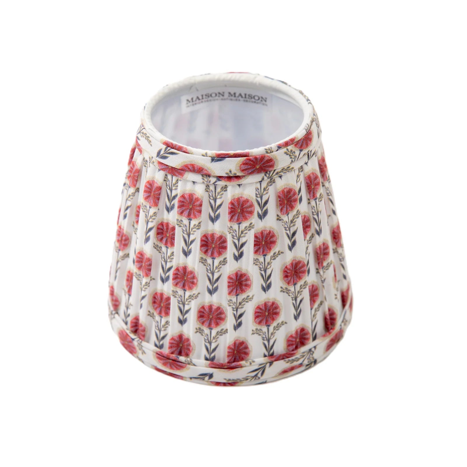 Floral-patterned lampshade with 'Maison Maison' branding on a white background