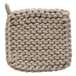 8" Square Cotton Crocheted Pot Holder, Stone