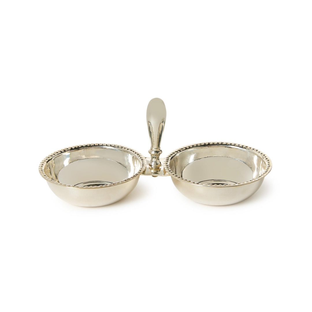 Silver Two Section Tidbit on white background
