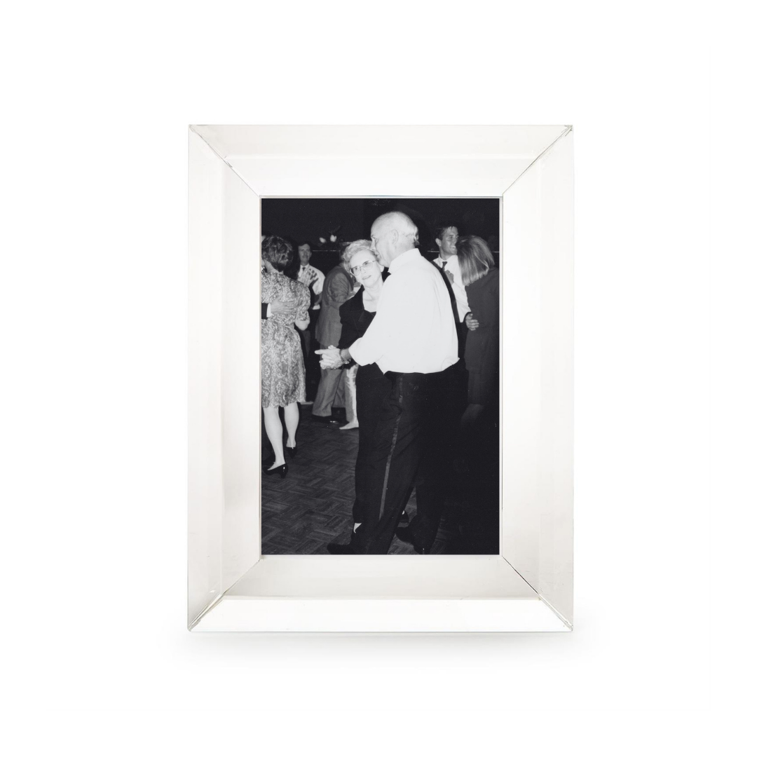 Modern Cut, Clear 4" x 6" Crystal Frame on white background