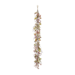 mixed berry red and green garland on white background