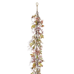 mixed berry red and green garland on white background