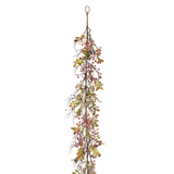 mixed berry red and green garland on white background