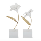 White Resin Flower on Base - Danshire Market and Design 