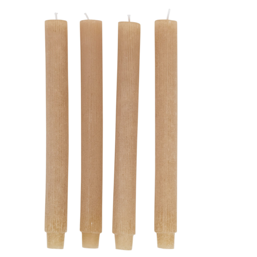 Unscented Pleated Taper Candle, Powder Finish, Linen Color (Approximate Burn Time 10 Hours)