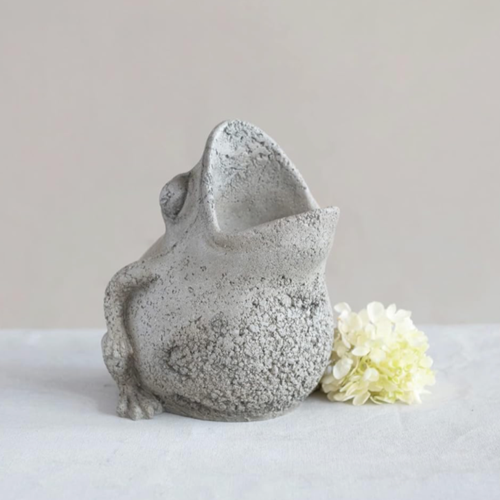 Resin and Cement Frog Planter Pot