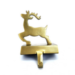 stocking holder, gold reindeer