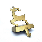 stocking holder, gold reindeer 