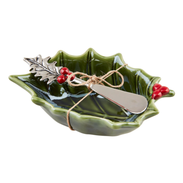 holly tidbit bowl with spreader