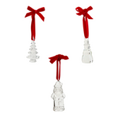 chunky glass christmas figurine ornaments available in three styles