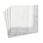 caspari cocktial napkin with silver linen border