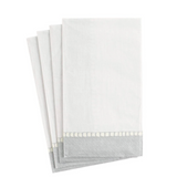 silver linen border guest towels, pack of 15