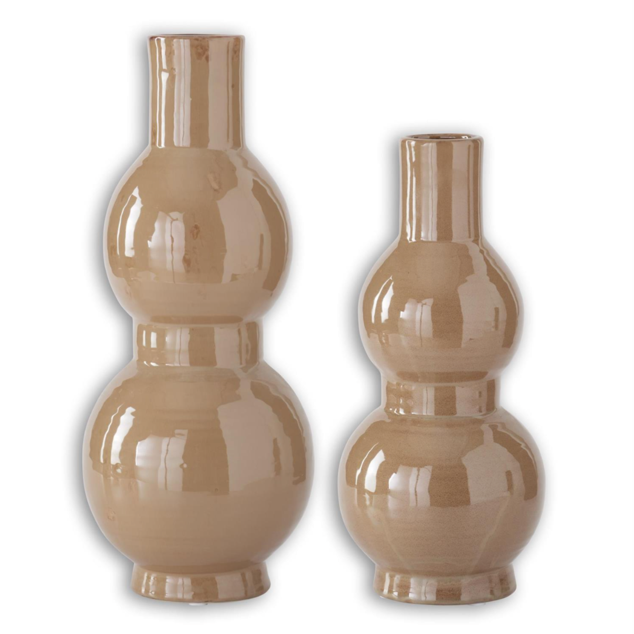 light brown ceramic double bubble vase, available in two sizes
