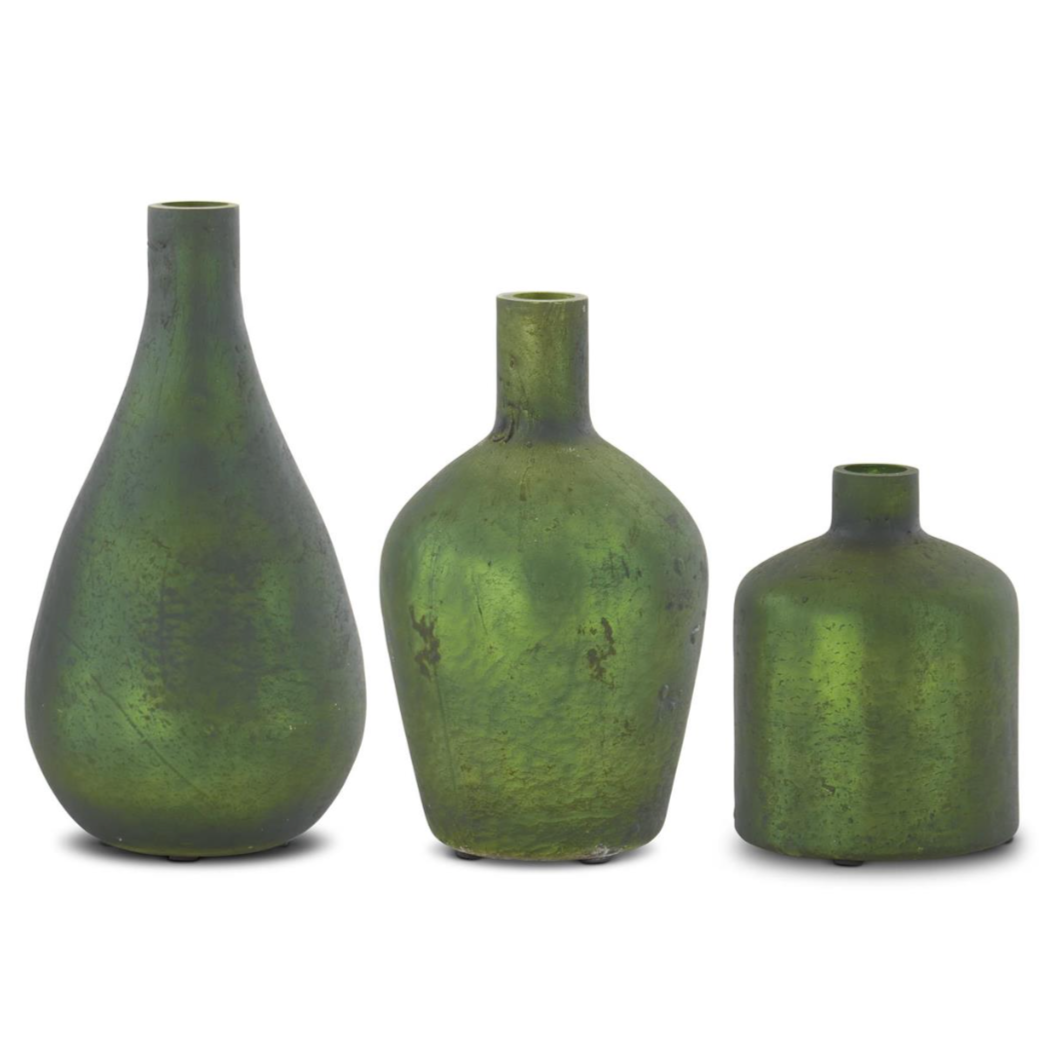 antique green bottle vase, available in three styles 