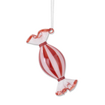 glass red & white striped candy ornament, style c