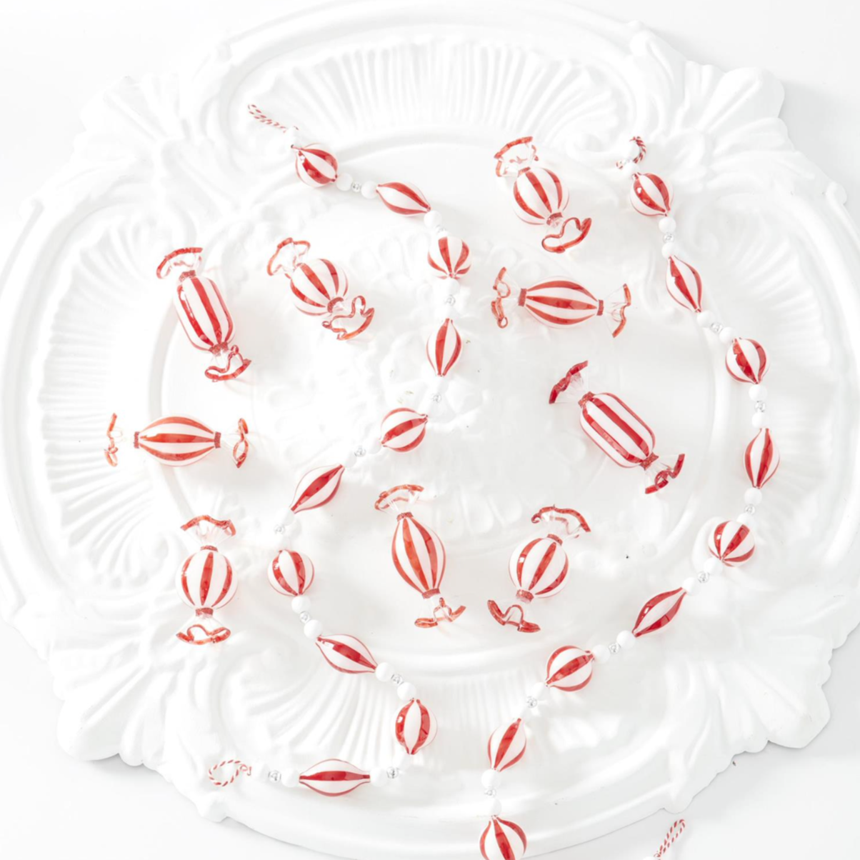 glass red & white striped candy ornament, available in multiple styles