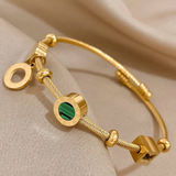 retro gold charm cuff bracelet
