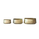 metal antique gold finish planters, three sizes