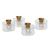 GLASS CANDLEHOLDER GOLD CENTER SET OF FOUR