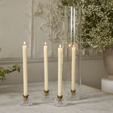 GLASS CANDLEHOLDER GOLD CENTER SET OF FOUR