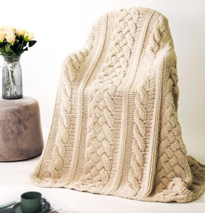 Super Soft Cable Knit Poly Microfiber Throw Blanket.