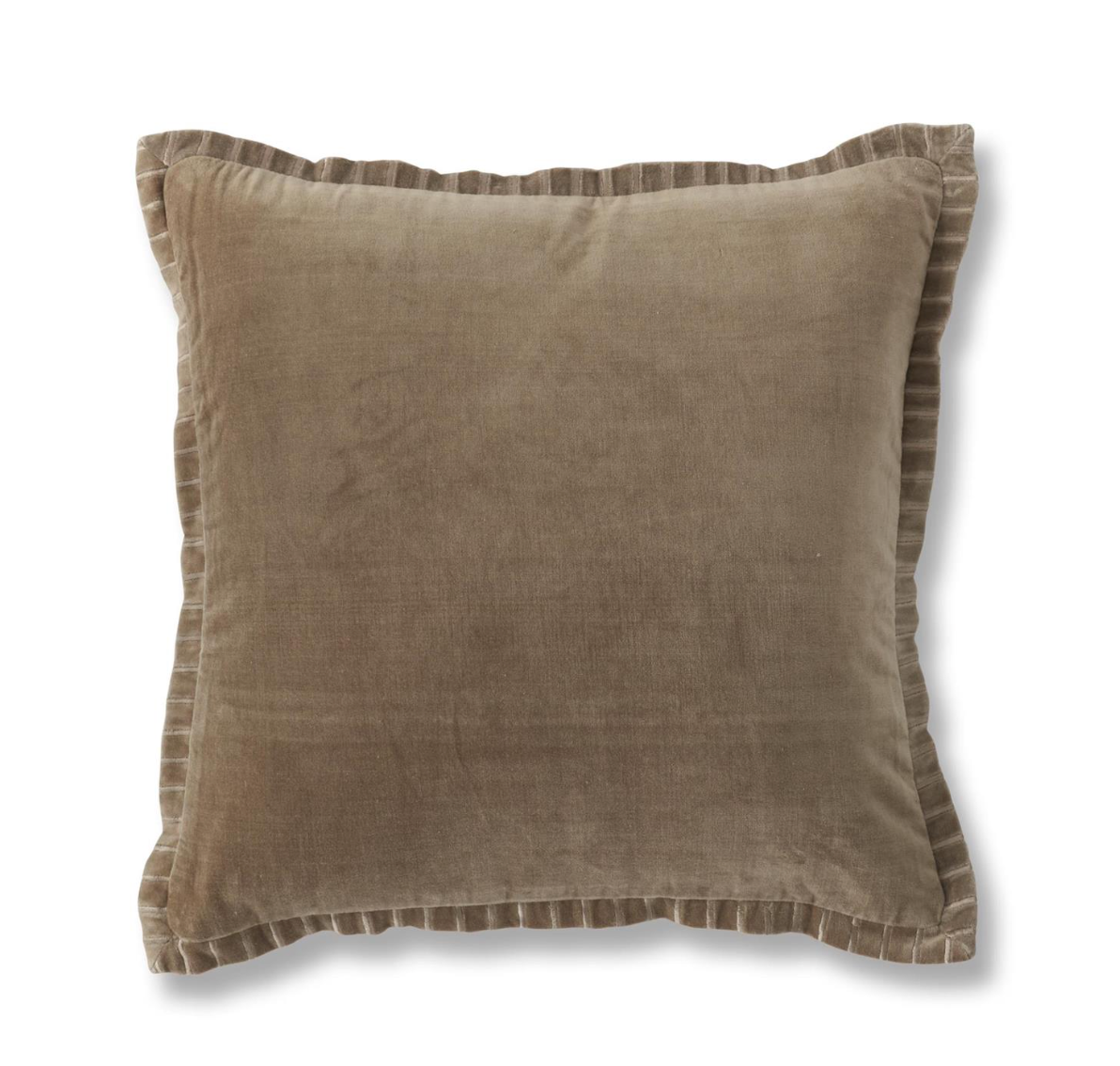 20 INCH SQUARE TAN COTTON VELVET PILLOW