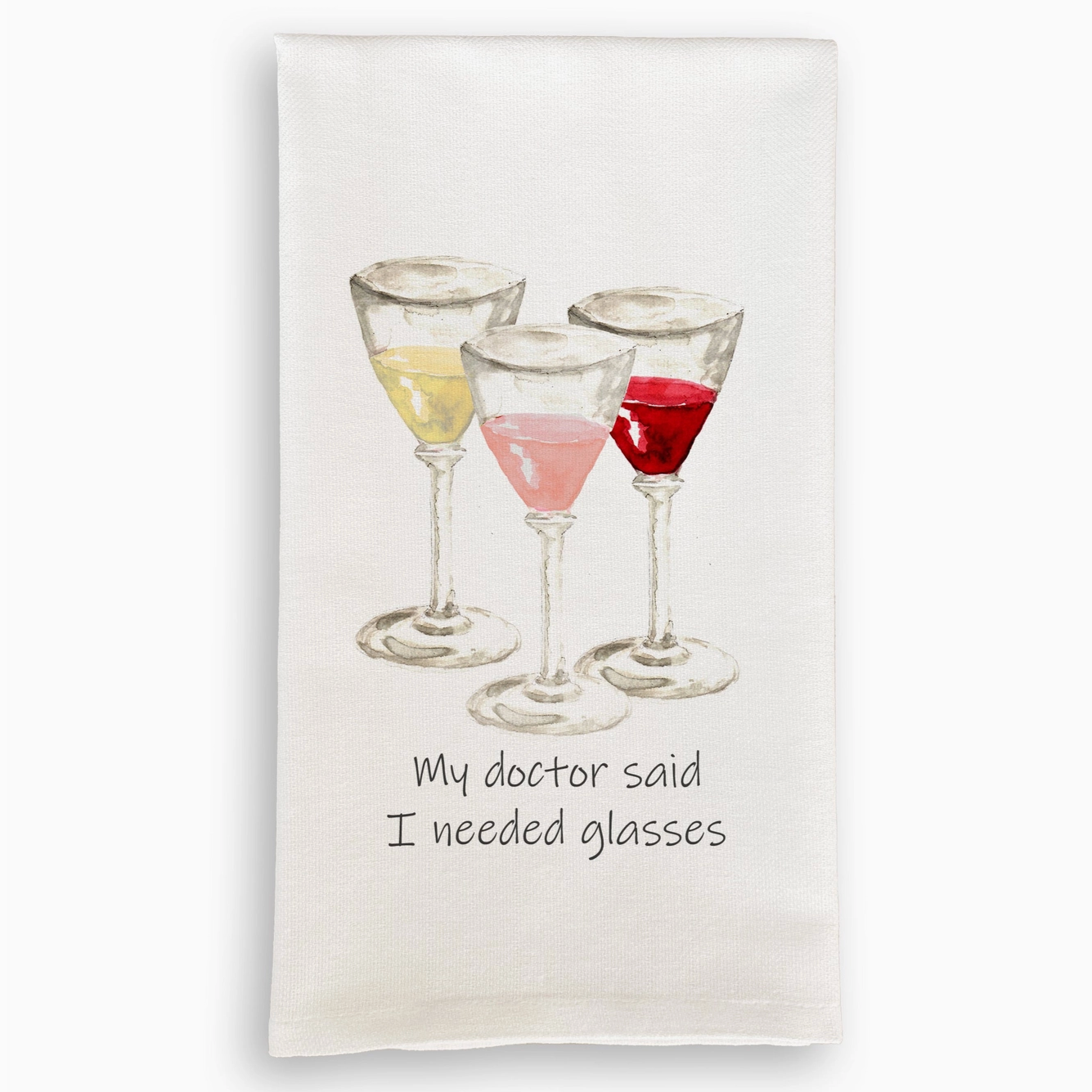 three wine glasses bar humor hand towel