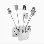 stainless steel mice on cheese holding toothpicks