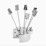 stainless steel mice on cheese holding toothpicks