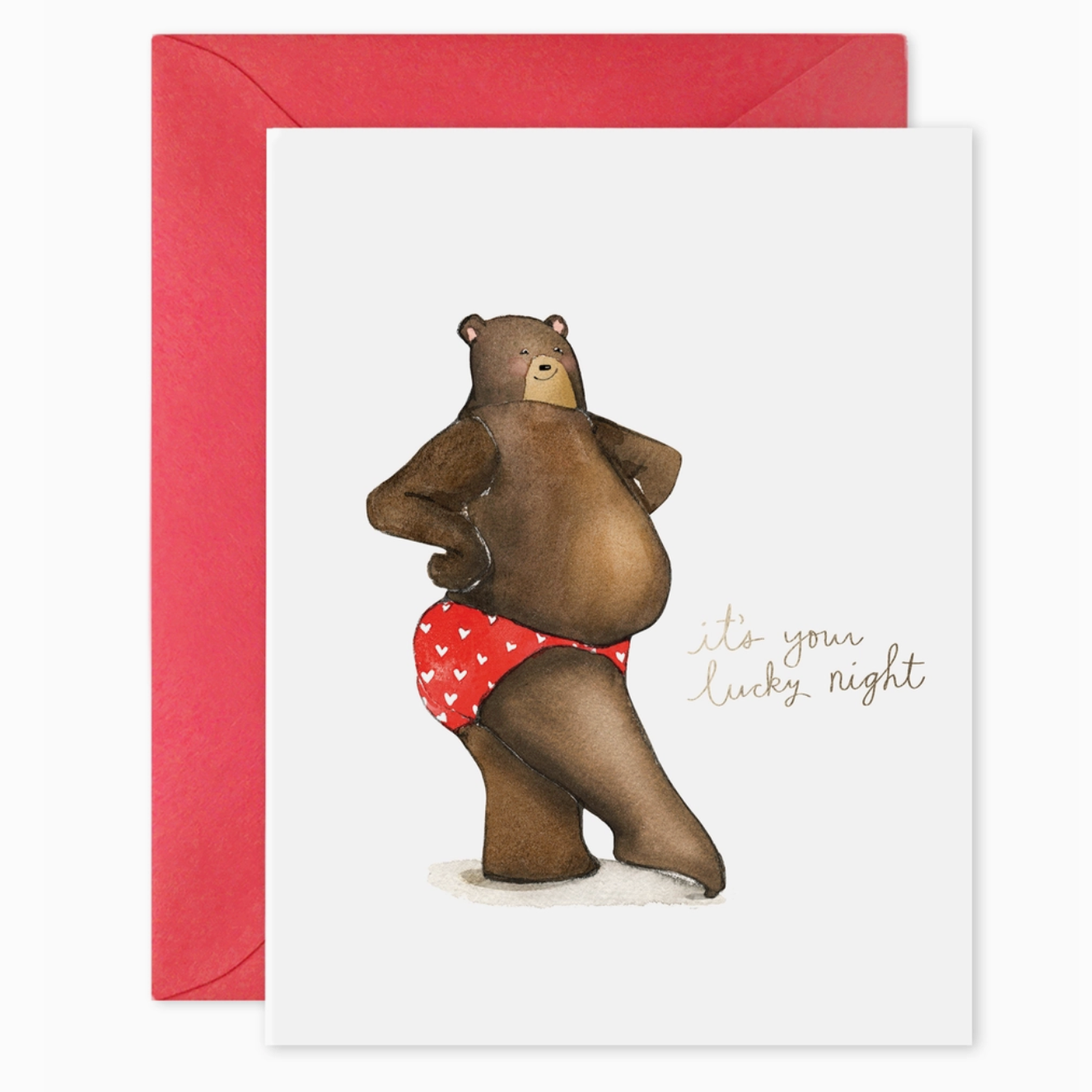 LUCKY NIGHT BEAR IN UNDIES CARD