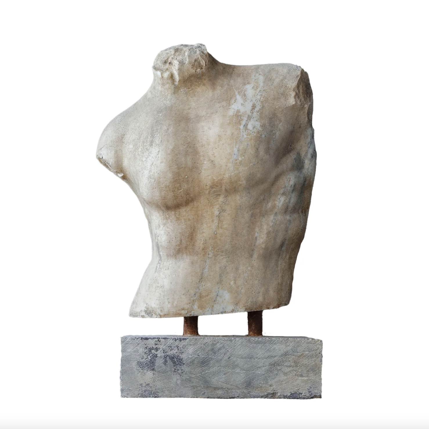 heavy carved marble male torso 