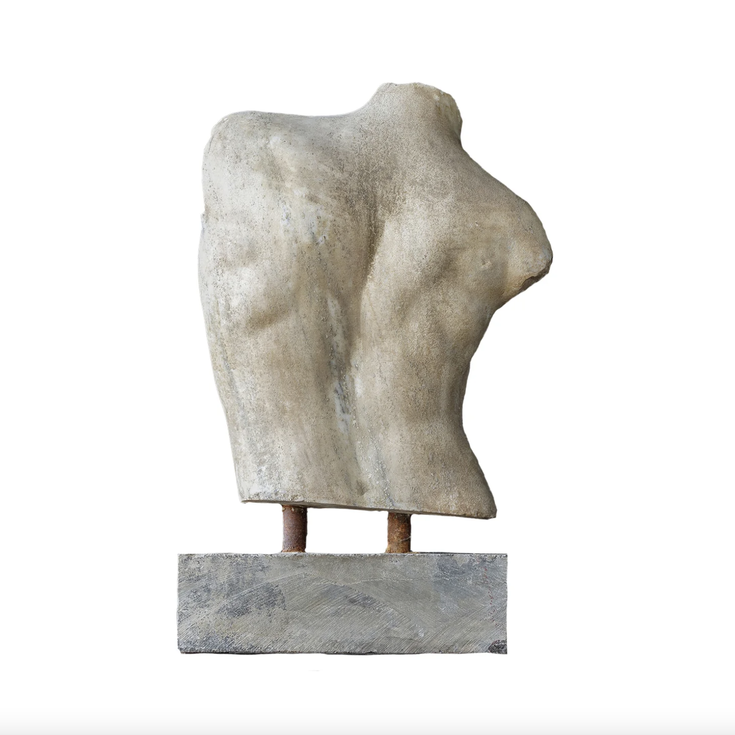 heavy carved marble male torso 