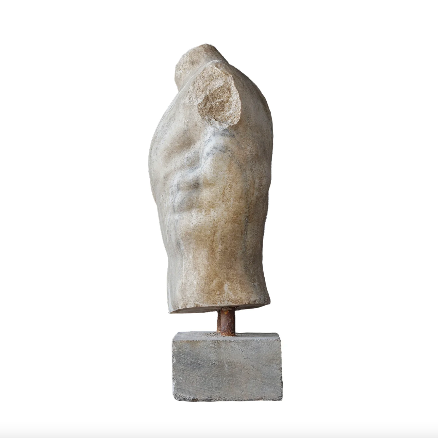 carved marble male torso