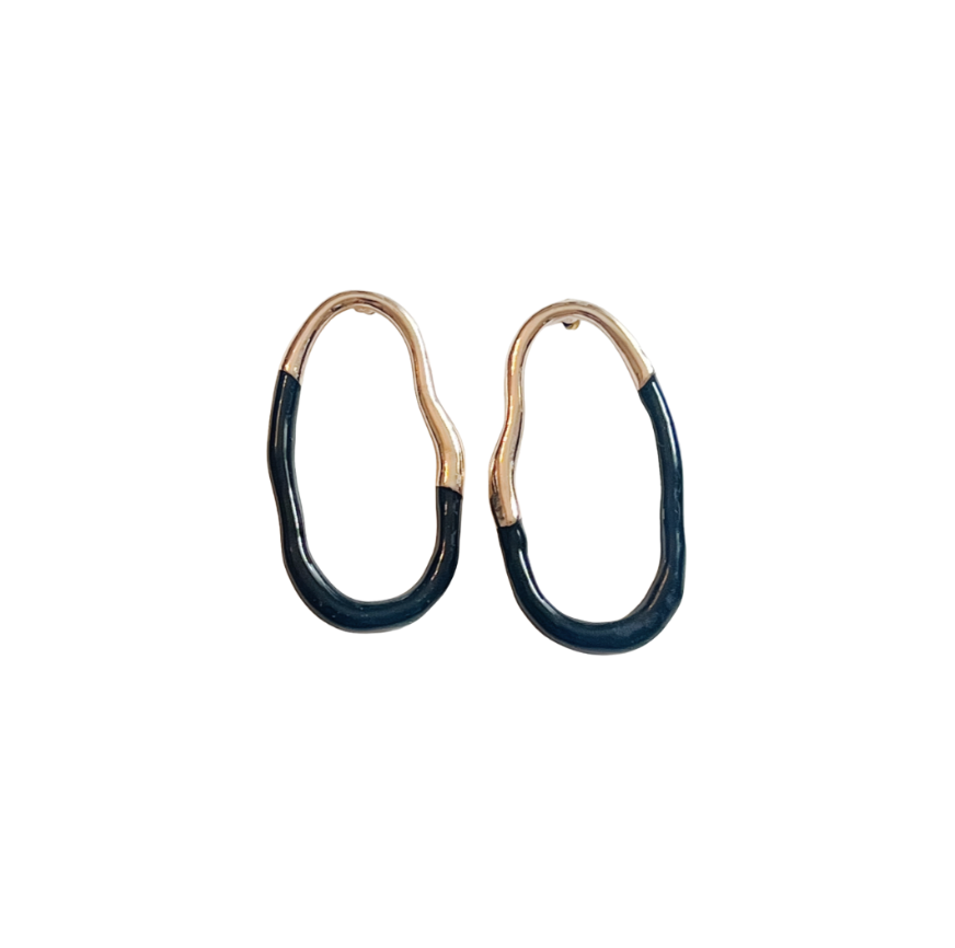 geo shape black and gold oversized earrings