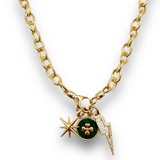 Round Malachite Clover Charm