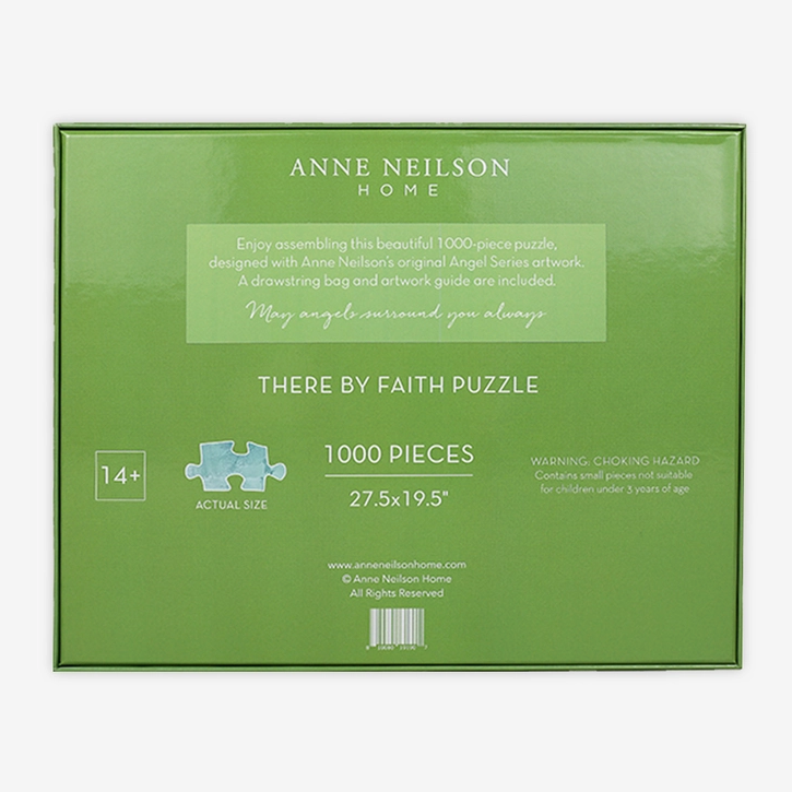 Green packaging of Anne Neilson Home puzzle with text and a small illustration of a puzzle piece.