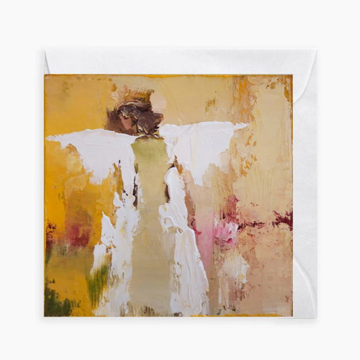 Greeting card with angel design on a textured background