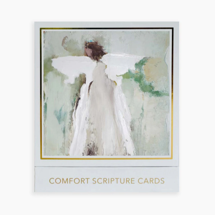 Pack of 'Comfort Scripture Cards' with an angelic design on a white background