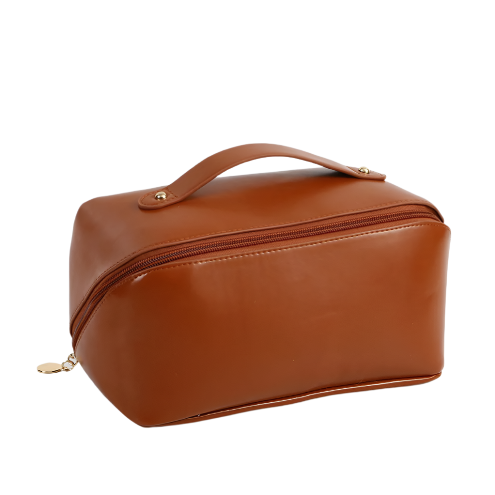 brown simple portable cosmetic bag