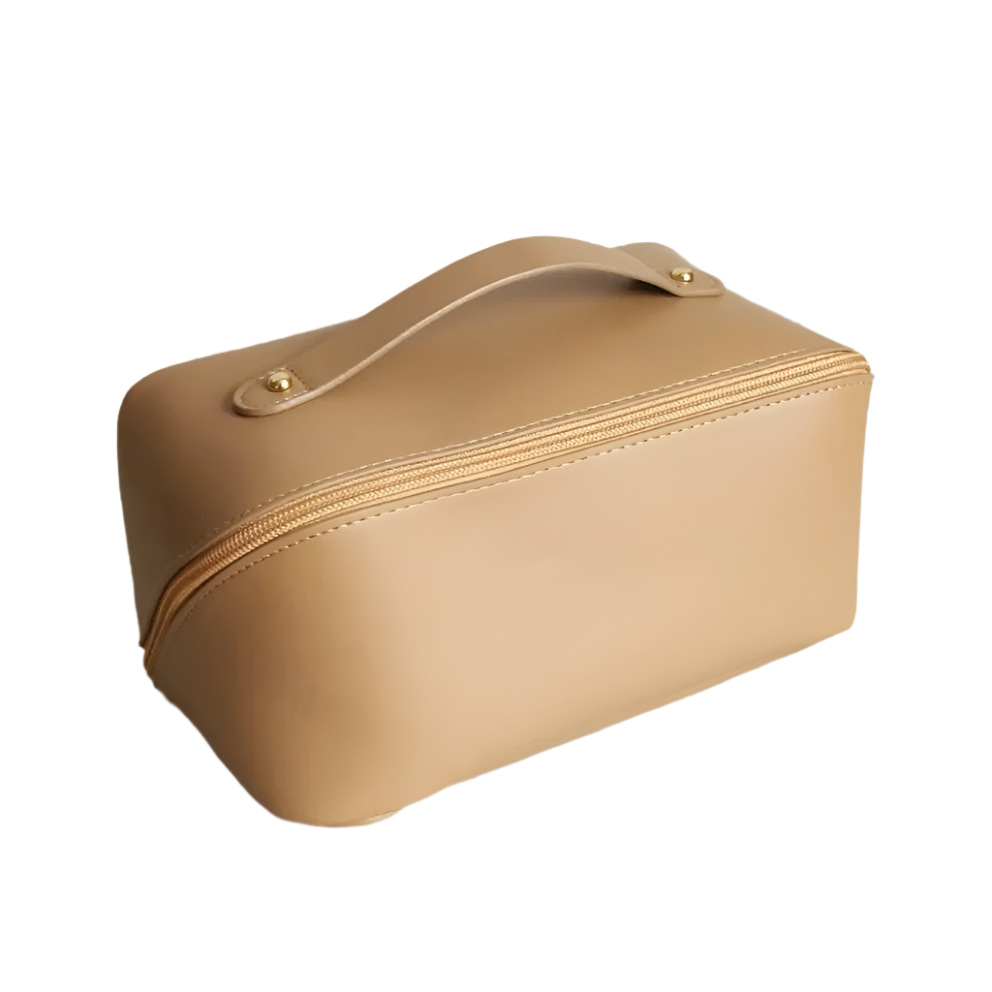 khaki simple portable cosmetic bag