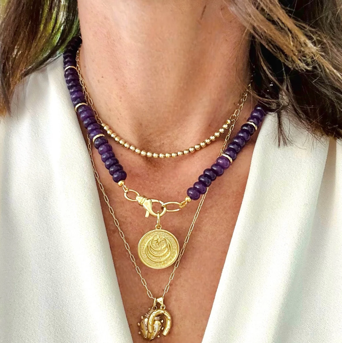 purple jade beaded necklace 