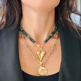 HOLLOW 24K GOLD PALTD ELONGATED PUFFY HEART 