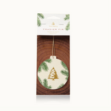 Christmas ornament packaging with a tree design on a white background