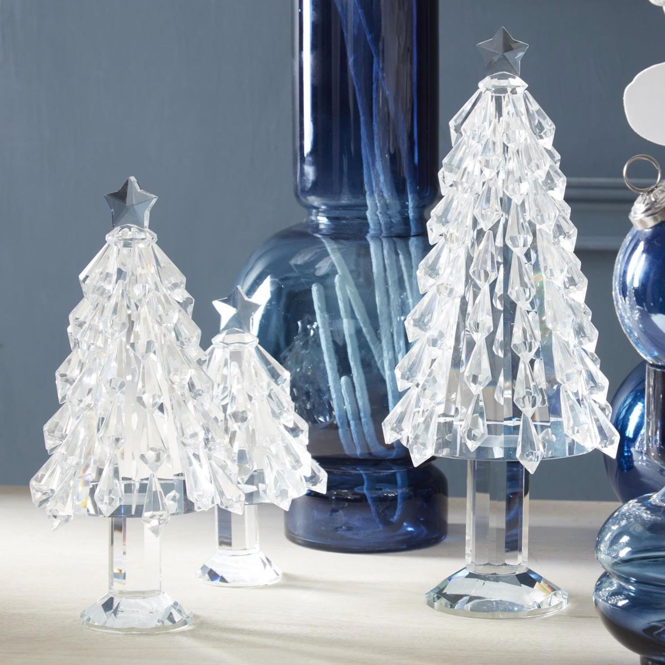 crystal christmas tree with star topper, three sizes