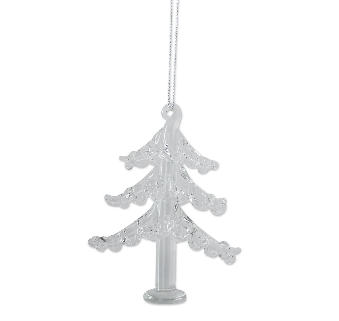 Decorative glass Christmas tree ornament on a white background