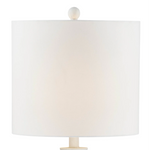 White table lamp with a plain white shade on a white background
