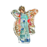 Colorful angel figurine with watercolor wings on a white background